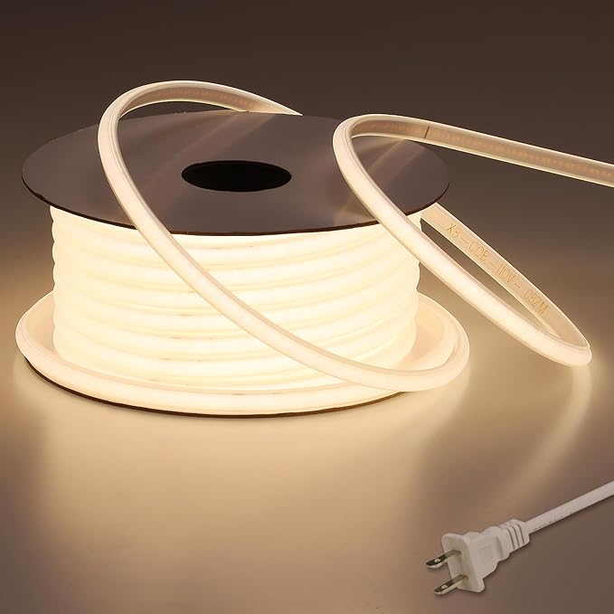 AC 110V COB LED Strip Lights Outdoor Waterproof 65.6ft, 4000K Natural White by BENLUN