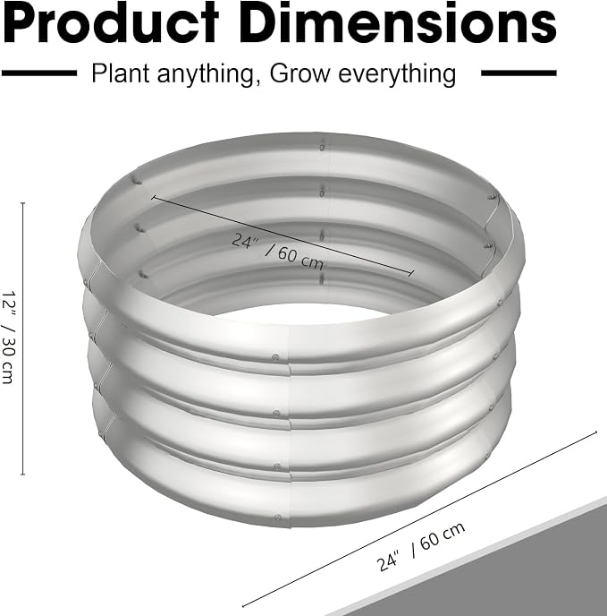 2x2x1ft Round Galvanized Raised Garden Bed Outdoor Metal Planter Box Raised Beds - Image 2