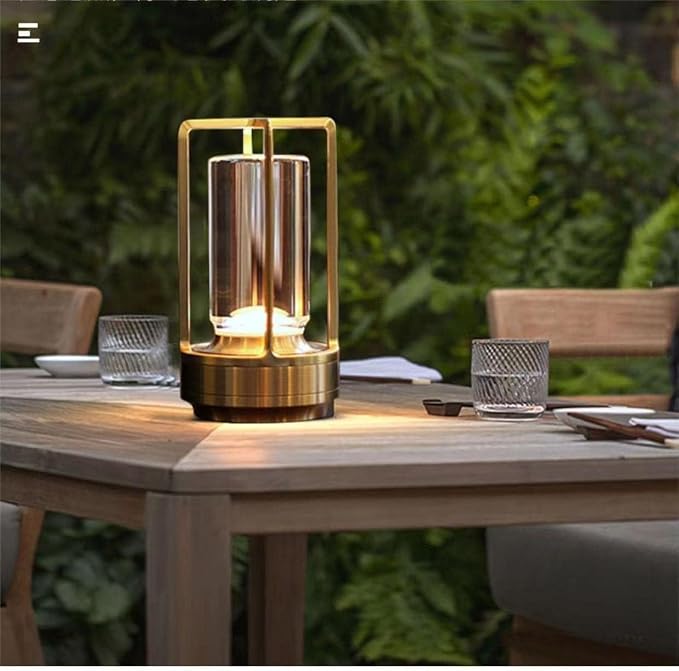 Portable Metal Table Lamp for Indoor/Outdoor, Rechargeable Cordless LED Lamp by HAPYGILightings