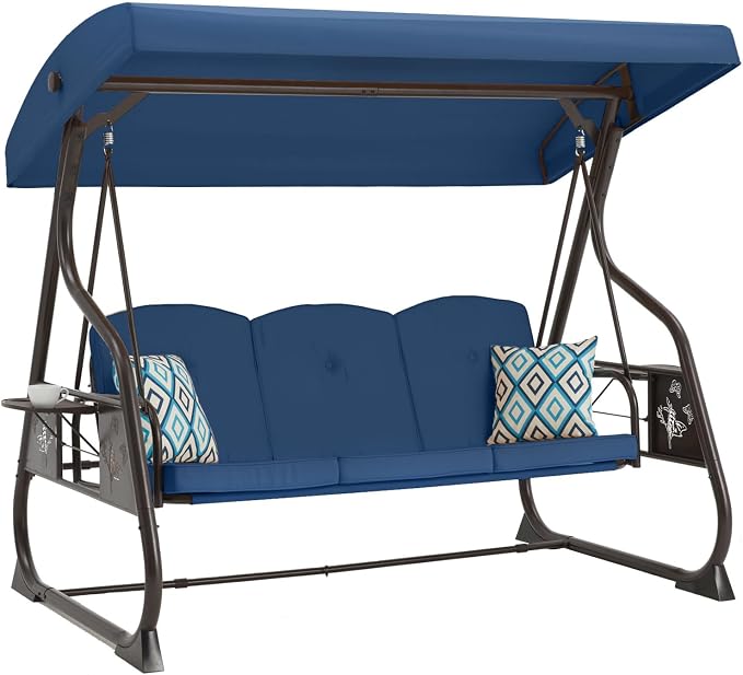 3-Seat Patio Porch Swing 800LBS Outdoor Swing by zzw