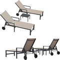 PURPLE LEAF Outdoor Chaise Lounge 4 Pieces Aluminum Recliner Chair by PURPLELEAF
