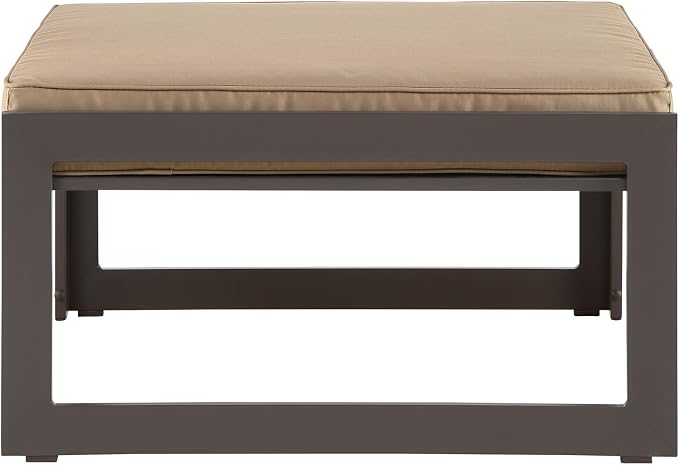 Modway Fortuna Aluminum Outdoor Patio Ottoman in Brown Mocha - Image 2