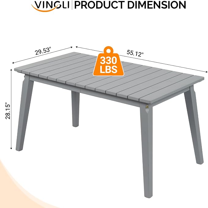 VINGLI Rectangular Outdoor Dining Table, Solid Cedar Wood Patio Table - Image 3
