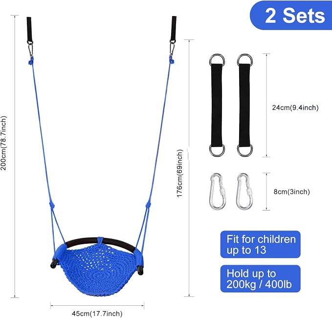 JKsmart 2 Pack Kids Swing Seat, Heavy Duty Rope Play Secure Children Swing Set - Image 2