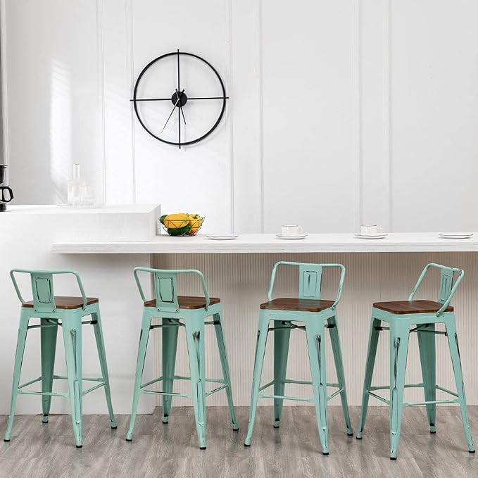 Andeworld Bar Stools Set of 4 Counter Height Stools Industrial Metal Barstools - Image 2