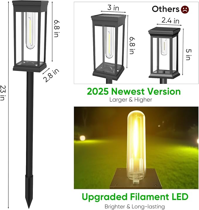 2 Pack Solar Pathway Lights Outdoor, IP65 Waterproof - Image 5