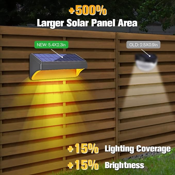 Bridika Solar Fence Lights, Fence Lights Fence Solar Lights Outdoor Waterproof - Image 4