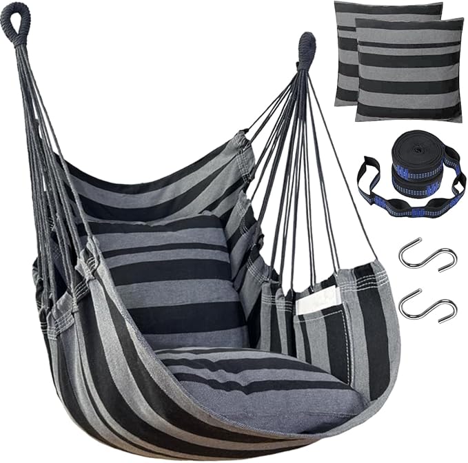 Halalona Hammock Chair Hanging Hammock Chair Rope Swing 2 Cushions by Halalona
