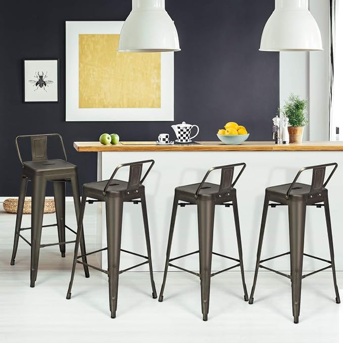 COSTWAY Metal Bar stools Set of 4, - Image 2