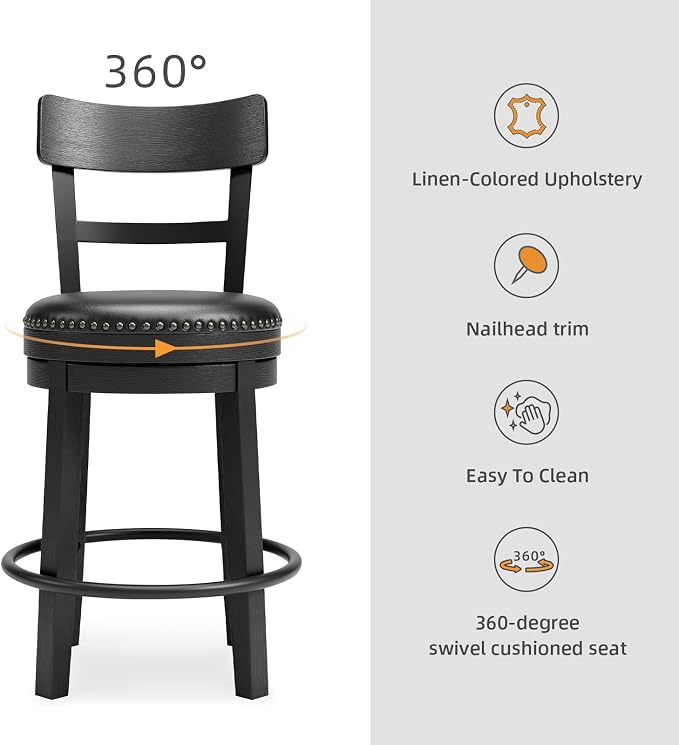Signature Design by Ashley Valebeck Faux Leather Upholstered Swivel Barstool - Image 4