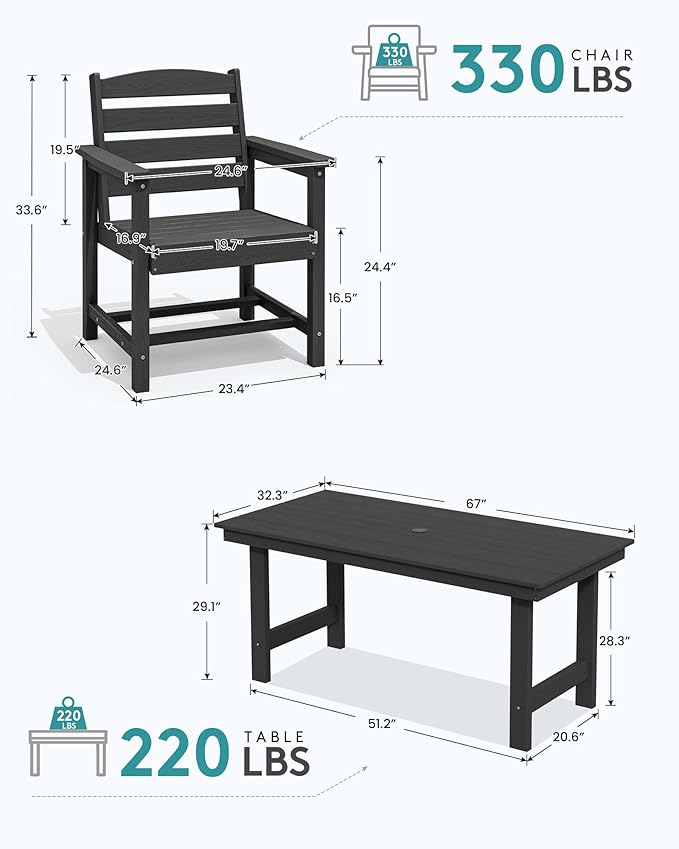 SERWALL 6-Person Outdoor Dining Table - Image 3