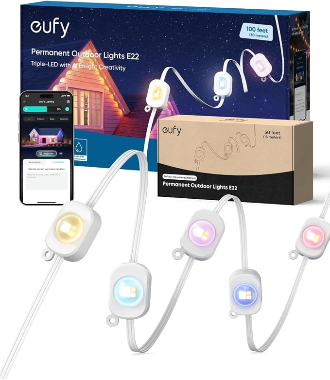 eufy Permanent Outdoor Lights E22, 100ft+ 50ft kit by eufy