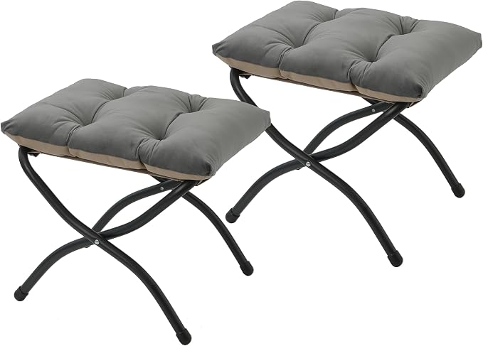 15" Folding Ottoman, Foldable Footrest Stool, Small Foot Stool by MordchilHF