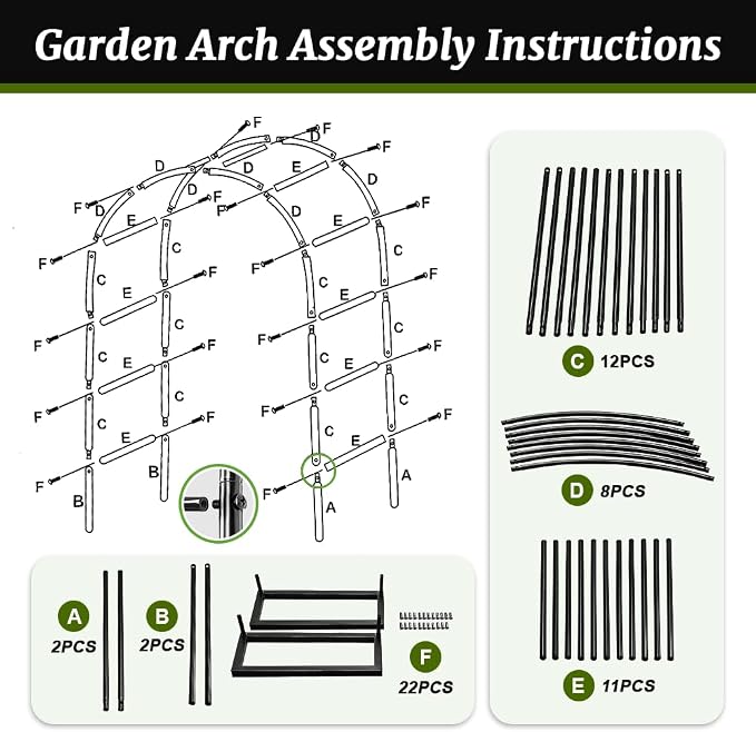 Zhisheng 2PCS Metal Pergola Garden Arch Arbor 7.9FT x 4.6FT Trellis - Image 6