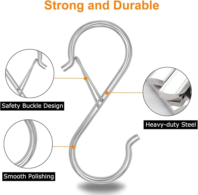 32 Pack S Hooks for Hanging, 3.5 inch Heavy Duty Metal S Hooks - Image 3