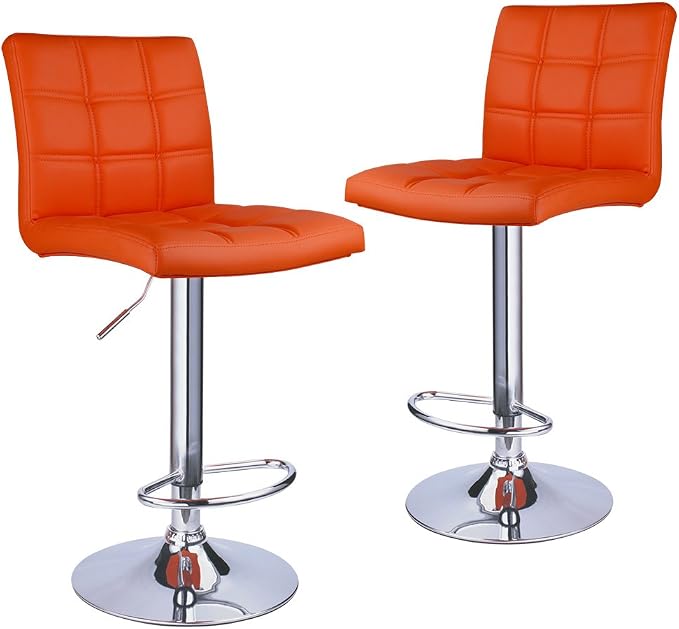 Modern Square PU Leather Adjustable Bar Stools - Image 4