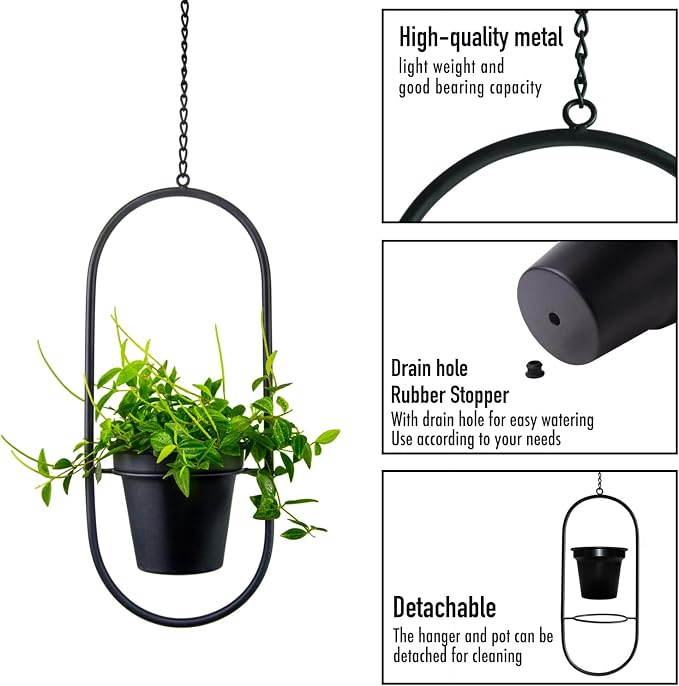 Metal Hanging Planters, Modern Plant Hanger - Image 4