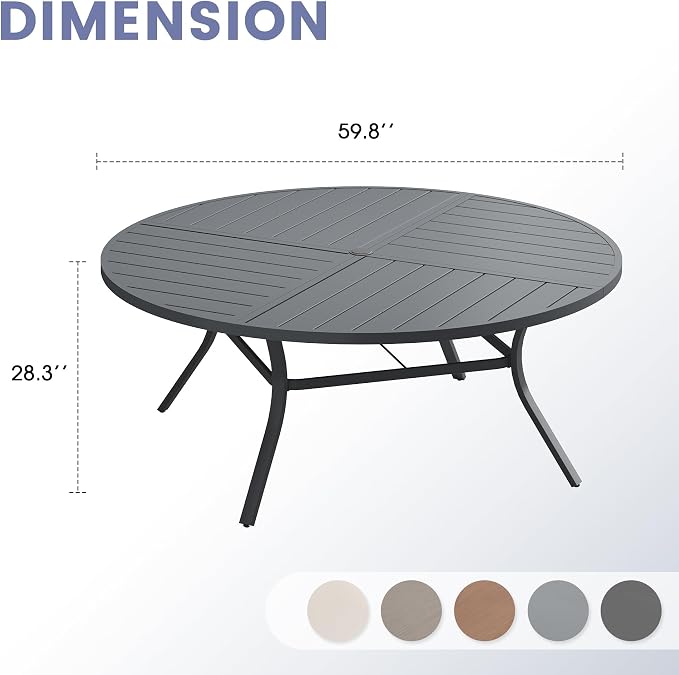 VICLLAX 60" Round Outdoor Table, Patio Dining Table - Image 3