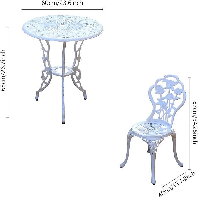JARDIN DE CENTENNIAL Patio Bistro Set.Rust-Resistant Cast Aluminum Bistro Table - Image 6