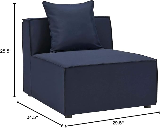 Modway EEI-4209-NAV Saybrook Patio Armless Chair in Navy Blue - Image 3