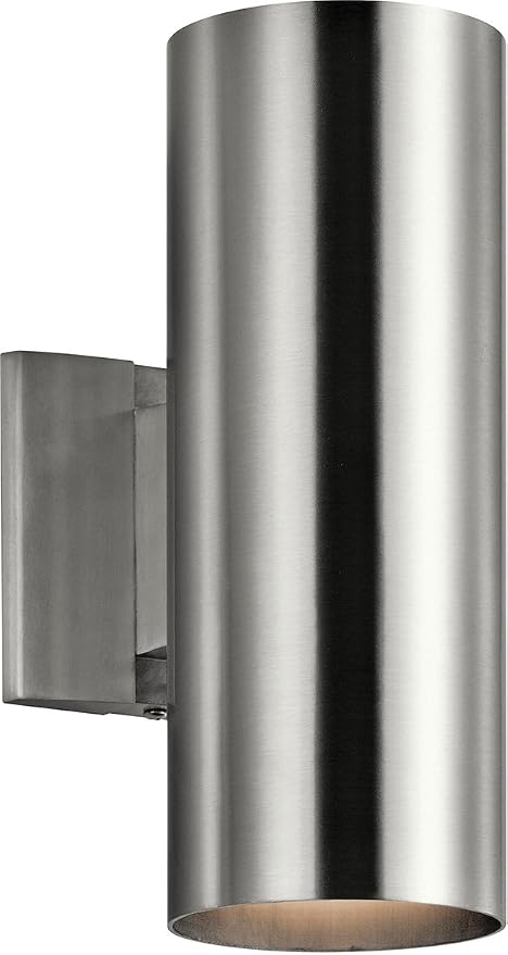 Kichler Cylinders 12" 2-Light Cylinder Outdoor Wall Sconce in Brushed Aluminum by Kichler