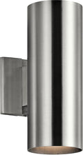 Kichler Cylinders 12" 2-Light Cylinder Outdoor Wall Sconce in Brushed Aluminum by Kichler