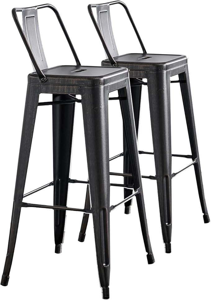 AC Pacific 30” Metal Barstool Set of 2 – Country Rustic Style by ACPacific