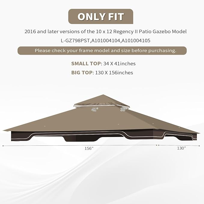 Replacement Gazebo Canopy for 10 x 12 Regency II Patio Gazebo Model L-GZ798PST - Image 2