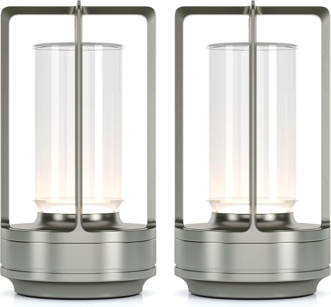 Portable Metal Table Lamp for Indoor/Outdoor, Rechargeable Cordless LED Lamp by HAPYGILightings