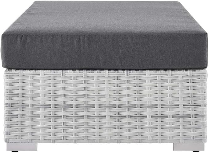 Modway Convene Wicker Rattan Outdoor Patio Rectangular Ottoman in Light Gray - Image 5