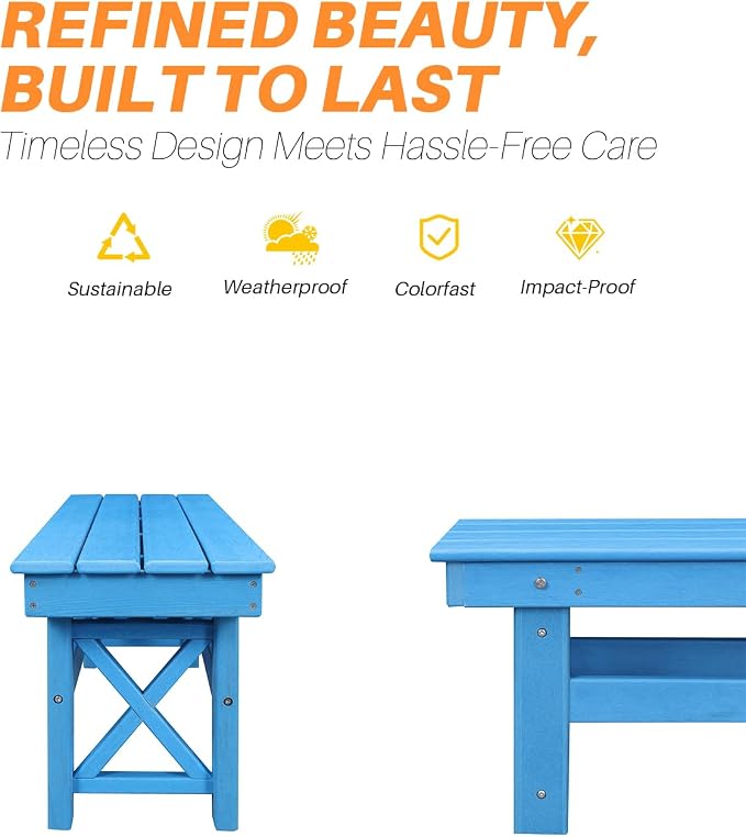 HDPE Outdoor Bench, Poly Lumber Adirondack Benches, All Weather HDPE Patio - Image 6