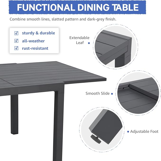 Soleil Jardin 7-Piece Outdoor Patio Dining Set, 6 Stackable Chairs - Image 5