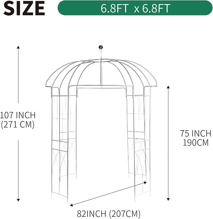 Birdcage Shape Garden Arches Arbors, Metal Gazebo White Enduring Iron Trellis - Image 5