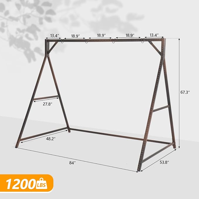 VINGLI Upgraded 7 FT Rattan Porch Swing Frame, Heavy Duty 1200 LBS Weight - Image 5