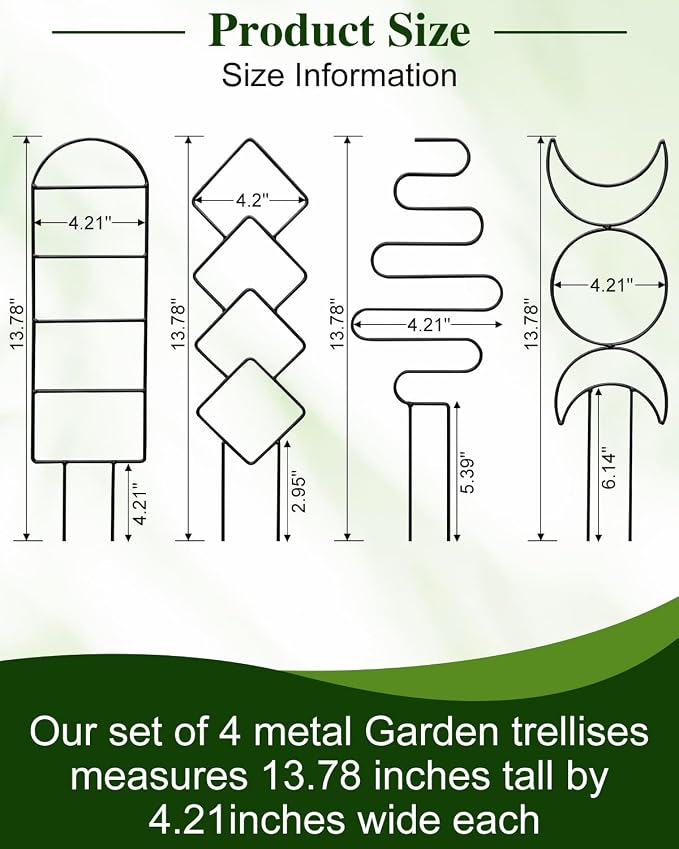 4 Pack Trellis for Indoor Climbing Plant, Small Metal Outdoor Garden Trellis - Image 5