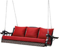 Heavy Duty 900 LBS Porch Swing Chair 3-Person Outdoor Rattan Patio Swing Lounge by zzw