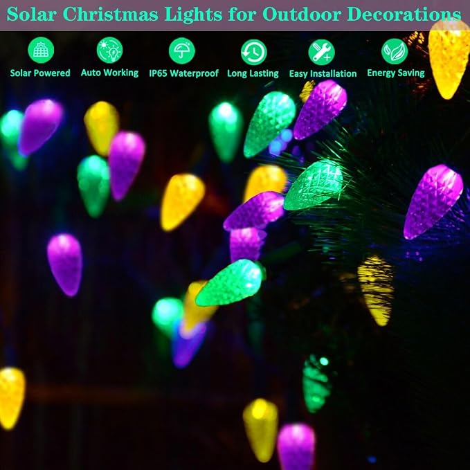 Outdoor Solar Christmas Lights C6 Strawberry String Lights Mardi Gras String - Image 4