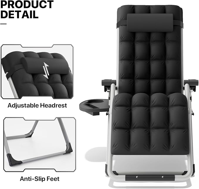 MoNiBloom Reinforced Zero Gravity Chair, Folding Pool Beach Lounger, Portable - Image 13