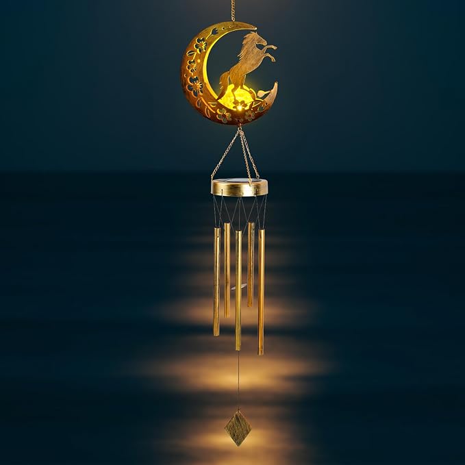 Moon Horsebird Wind Chime Outdoor, Handcrafted Metal Garden Wind Chimes - Image 7
