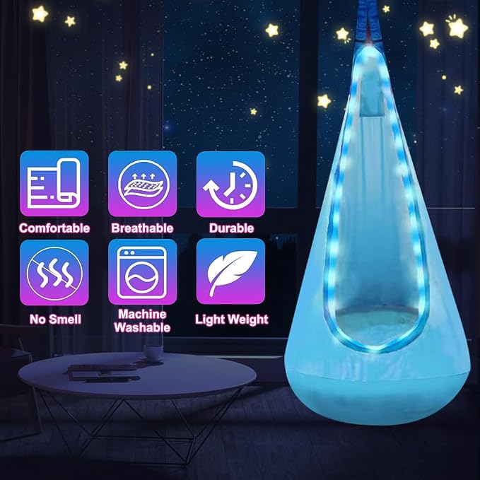 Light Up Swing Chair Hammock Chair Indoor Outdoor - Image 4