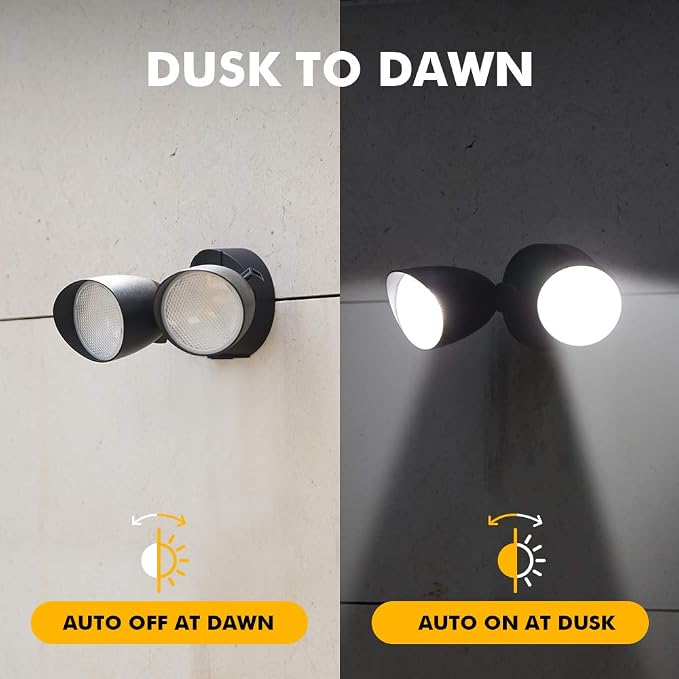 LUTEC 6222B-D2D 3500 Lumen 32 Watt Dusk to Dawn Dual-Head Flood Light Outdoor - Image 2