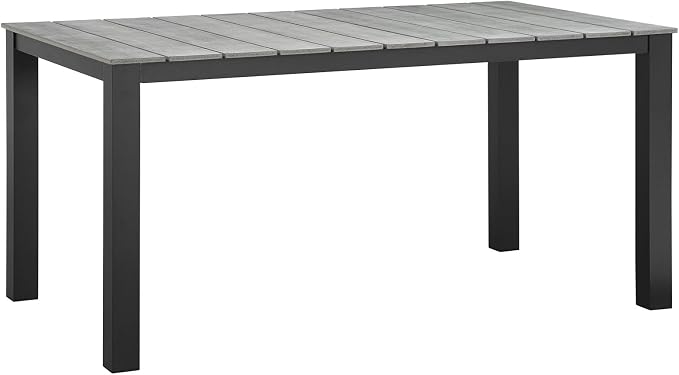 Modway Maine Aluminum Outdoor Patio 63" Dining Table in Brown Gray by Modway