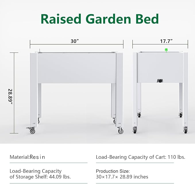Raised Garden Bed with Legs, 28.9" Tall Self-Watering Raised Planter Box with - Image 2