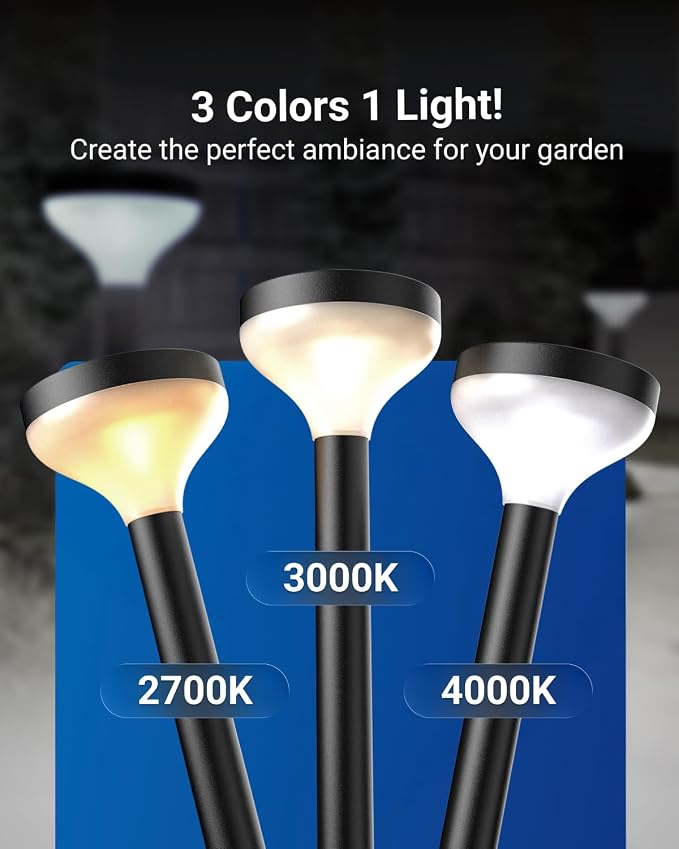 Sunco 6 Pack Round Solar Pathway Lights Outdoor, Super Bright 120 LM, 2CCT - Image 5