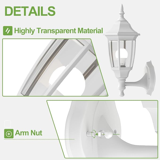 EMART Dusk to Dawn Plastic Outdoor Wall Light Fixtures - Image 7