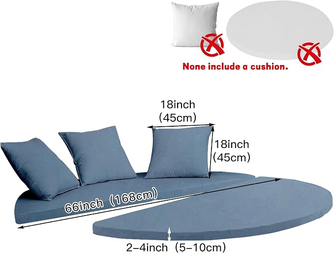 66" Round Daybed Cushion Cover & 3 Pillow Covers Set - Image 2