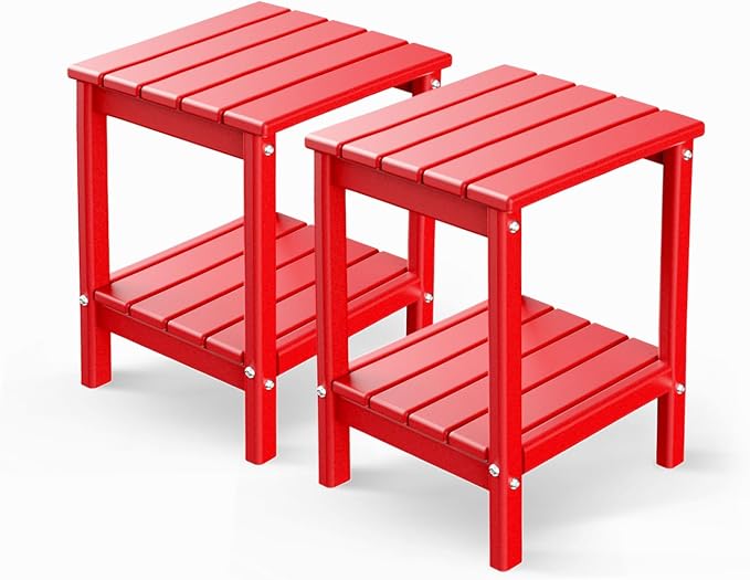 GREENVINES Adirondack-Outdoor-Side-Table | Set of 2 | 14 x 13 Inches | HDPE by GreenVines