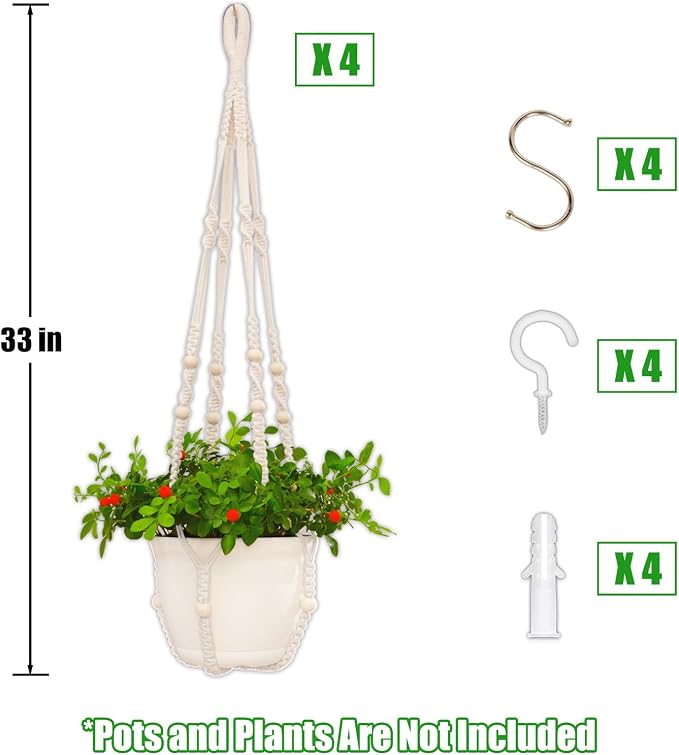 Macrame Plant Hanger Indoor, Hanging Planters - Image 2