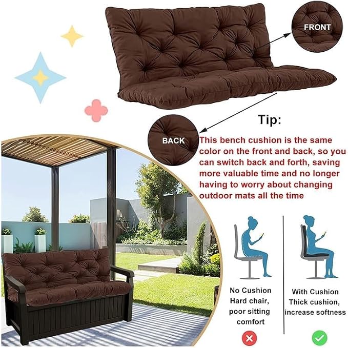 Swing Cushion Replacement Outdoor Porch Waterproof Bench Cushion 2-3 Seater - Image 3