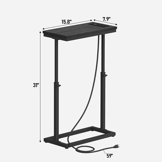 TUTOTAK End Table with Charging Station, Side Table, Tall Couch Table, Sofa - Image 9